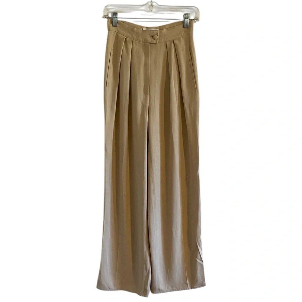 Sonia‎ Rykiel Wide Leg Trousers Pants Women’s Size Small Pleated High Rise Beige